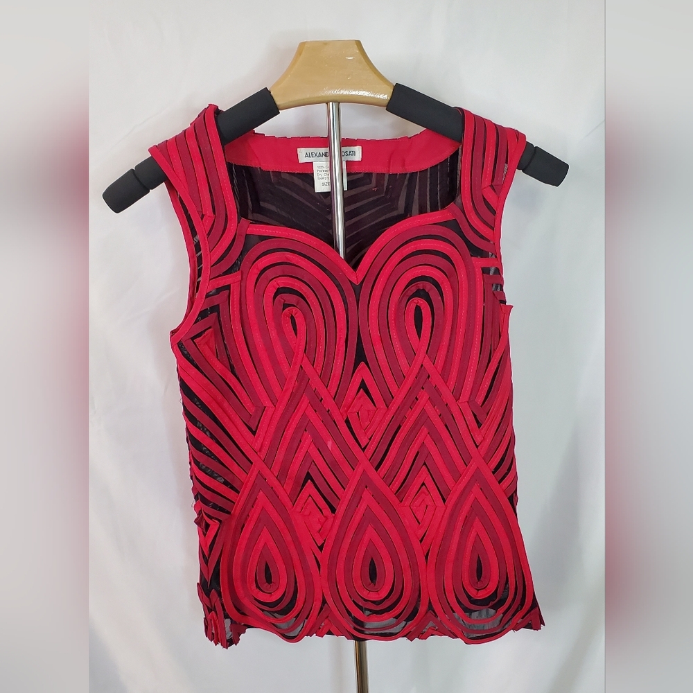 Alexandra Rosati Red/Black Embellished Tank Top